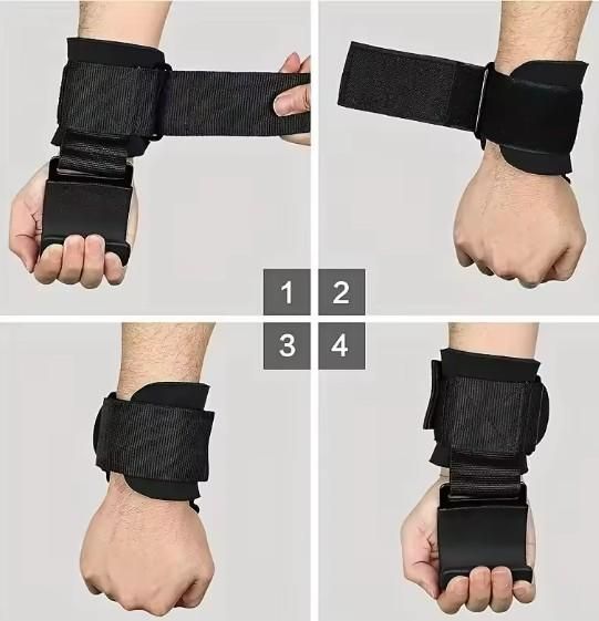 Weight Lifting Rod Hooks Wrist Support (Pair of 1)